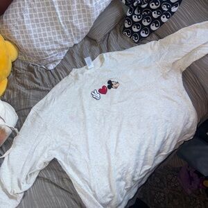 Disney MICKEY Gray oversized Sweatshirt with Red Heart and Character